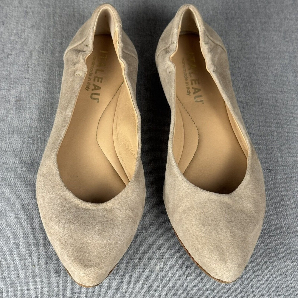 $239 Italeau Mara Taupe Suede Flexlite Ballet Flats Size US 7 EU 37.5